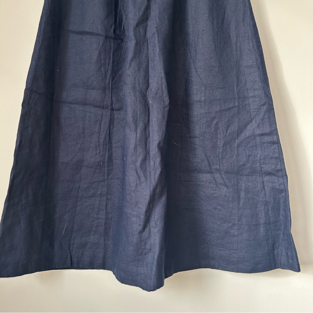 Boden Navy Blue Midi Skirt Verity Linen Classic A-Line Pull On Pockets 4 Petite - Picture 11 of 11